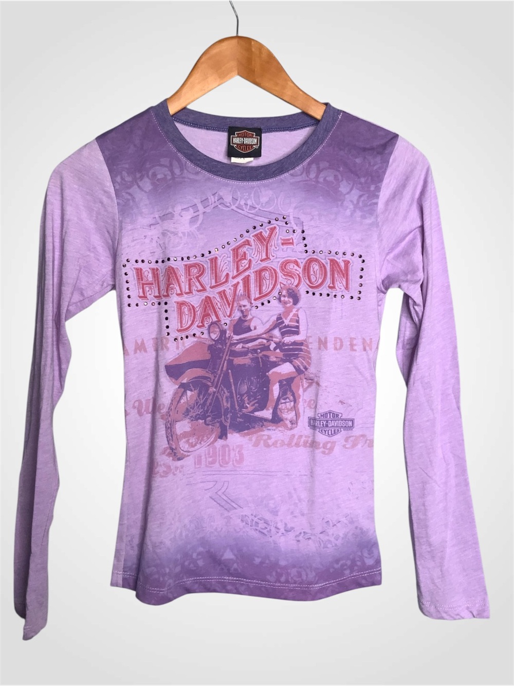 Harley-Davidson Lavender Ombre Long-Sleeve Graphic Tee Small